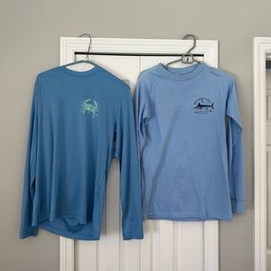 2 long sleeve shirts (one on left is dri-fit) both size small